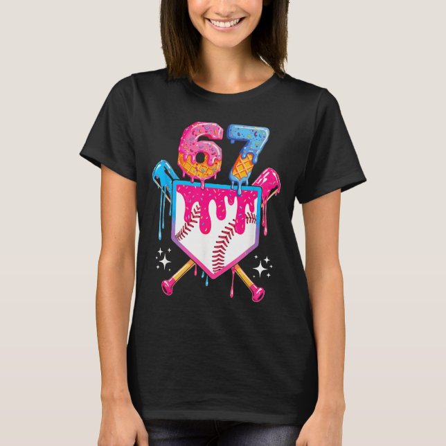 Baseball Drip Number 67 Player Or 67th Birthday  T-Shirt (Front)