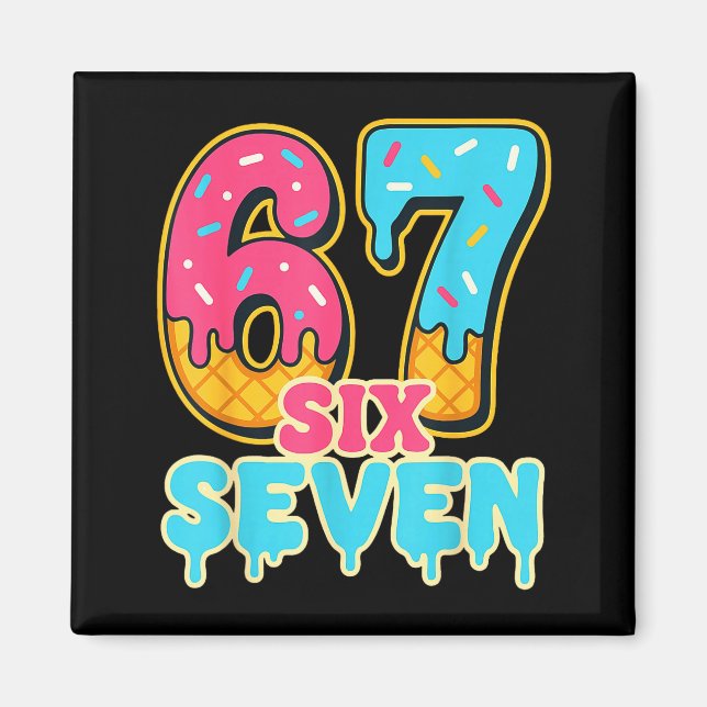 Baseball Drip Number 67 Player Trendy 6 7 Meme Fun Magnet (Front)