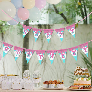 Baseball Drip Pennant Happy Birthday Bunting