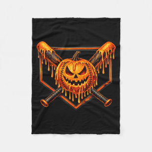 Baseball drip pumpkin spooky ghost halloween boys fleece blanket