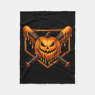 Baseball Drip Pumpkin Spooky Ghost Halloween Boys Fleece Blanket