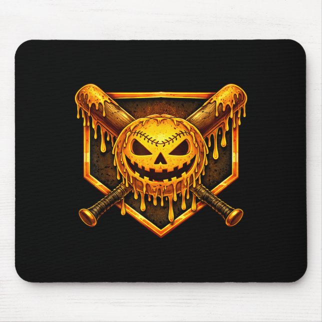 Baseball drip pumpkin spooky ghost halloween boys mouse mat (Front)