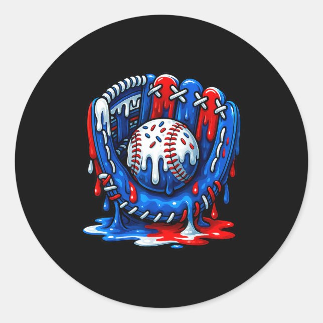 Baseball Drip Team For Boys Ice Cream Cool  Classic Round Sticker (Front)
