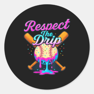 Baseball Drip Team For Boys Ice Cream Cool  Classic Round Sticker