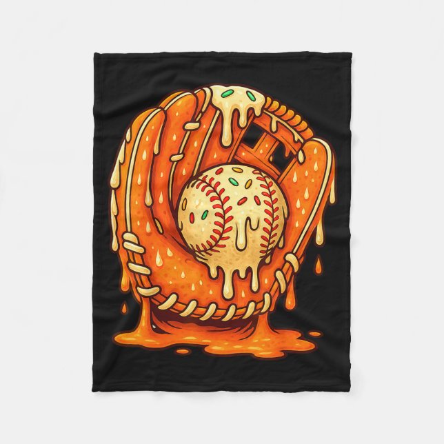 Baseball Drip Team For Boys Ice Cream Cool  Fleece Blanket (Front)