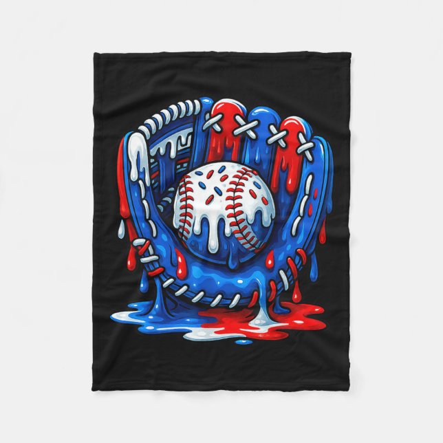 Baseball Drip Team For Boys Ice Cream Cool  Fleece Blanket (Front)