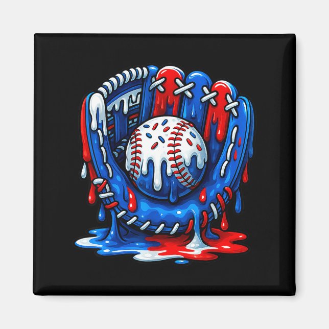 Baseball Drip Team For Boys Ice Cream Cool  Magnet (Front)