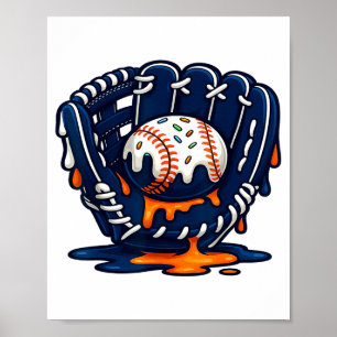 Baseball Drip Team For Boys Ice Cream Cool Poster