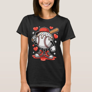 Baseball Drip Valentine Boys Women Men Hearts Spor T-Shirt