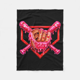 Baseball Drip Valentine Sports Vday Ice Cream Drip Fleece Blanket