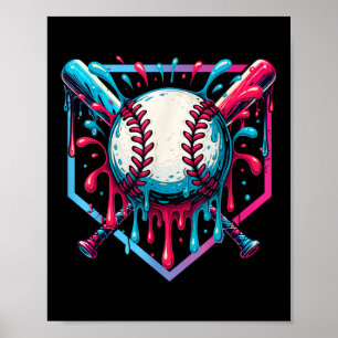 Baseball Dripping Ice Cream Drip Youth Boys Baseba Poster