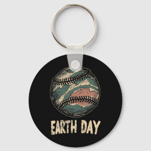 Baseball Earth Day Nature Planet Conservation Tree Key Ring