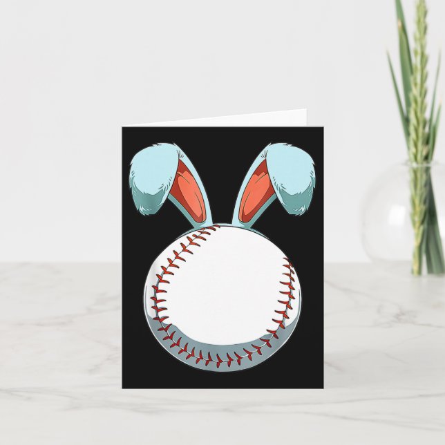 Baseball Easter Bunny Ears Easter Eggs Hunting Bas Card (Front)