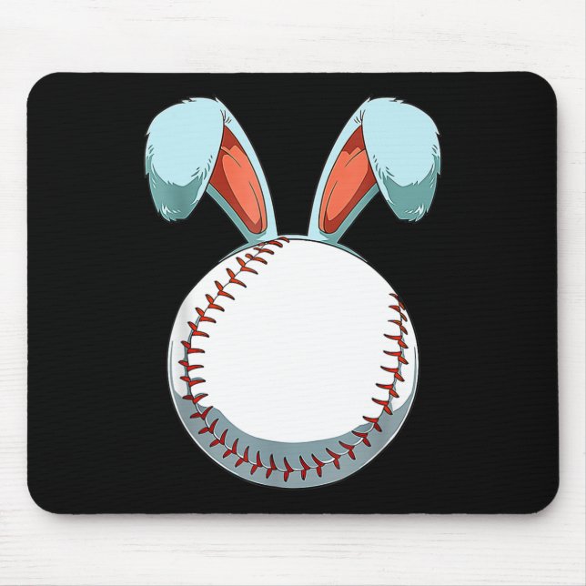 Baseball Easter Bunny Ears Easter Eggs Hunting Bas Mouse Mat (Front)