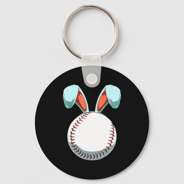 Baseball Easter Day Bunny Ears Rabbit Baseball Fa  Key Ring (Front)