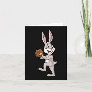 Baseball Easter Day Rabbit Pitcher Boys Girls Kids Card