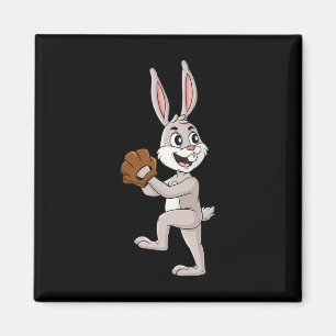 Baseball Easter Day Rabbit Pitcher Boys Girls Kids Magnet