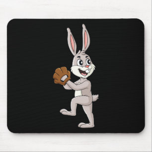 Baseball Easter Day Rabbit Pitcher Boys Girls Kids Mouse Mat