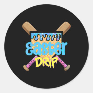 Baseball Easter Home Plate Bat Ice Cream Drip Happ Classic Round Sticker