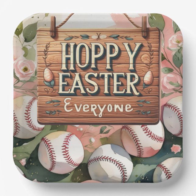 Baseball Easter  themed  Paper Plate (Front)