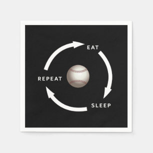 Baseball Eat Sleep Repeat Sports Fan Saying Napkin