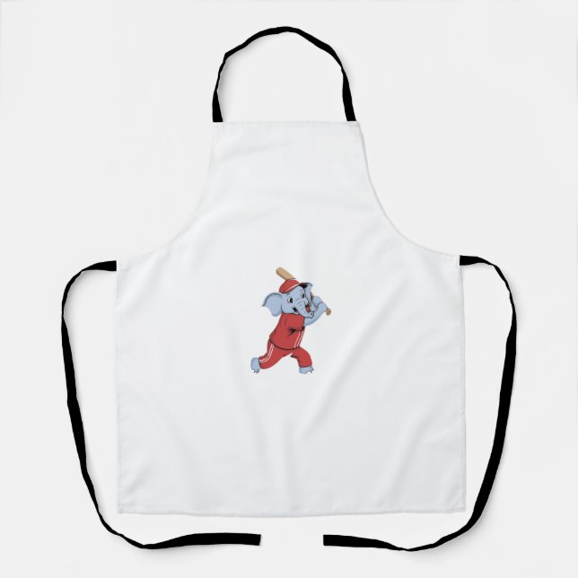 Baseball Elephant Cartoon Apron (Front)
