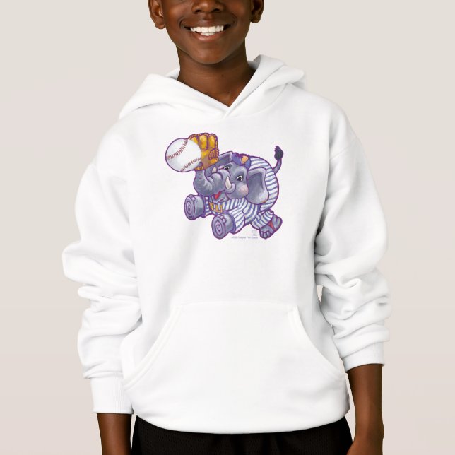 Baseball Elephant Kids T-Shirt (Front)