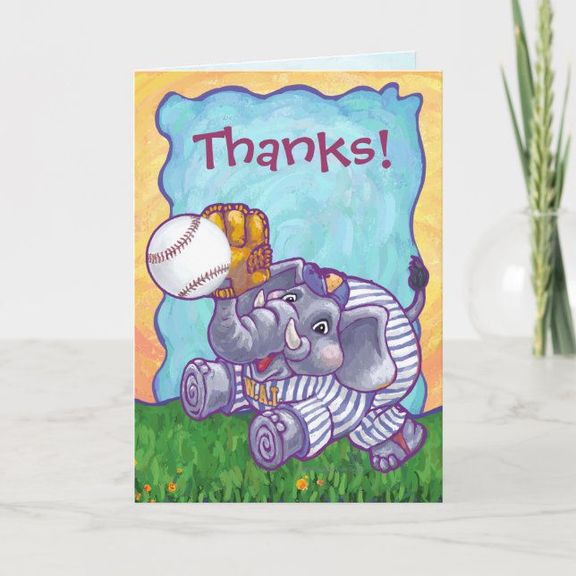 Baseball Elephant Thank You Card (Front)