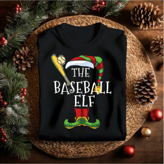 Baseball elf family matching christmas outfit name T-Shirt