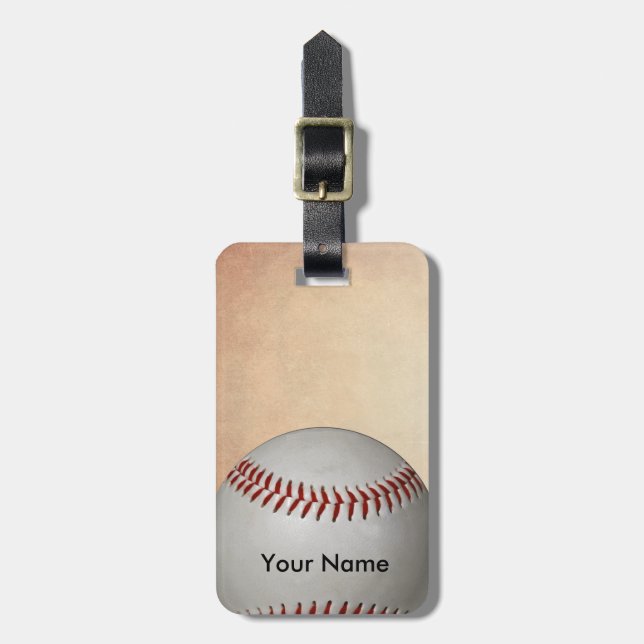 Baseball Embed Custom Name Sport Luggage Tag (Front Vertical)