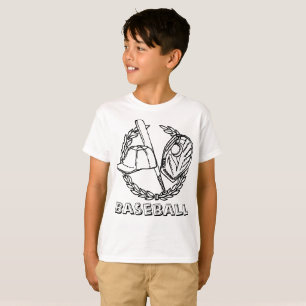 Baseball emblem with bat, glove, cap and ball T-Shirt