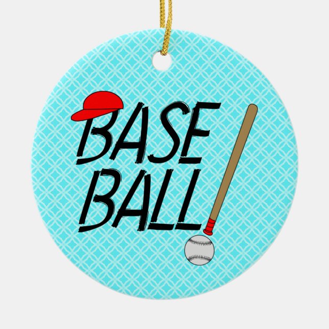 Baseball Exclamation Ceramic Tree Decoration (Front)