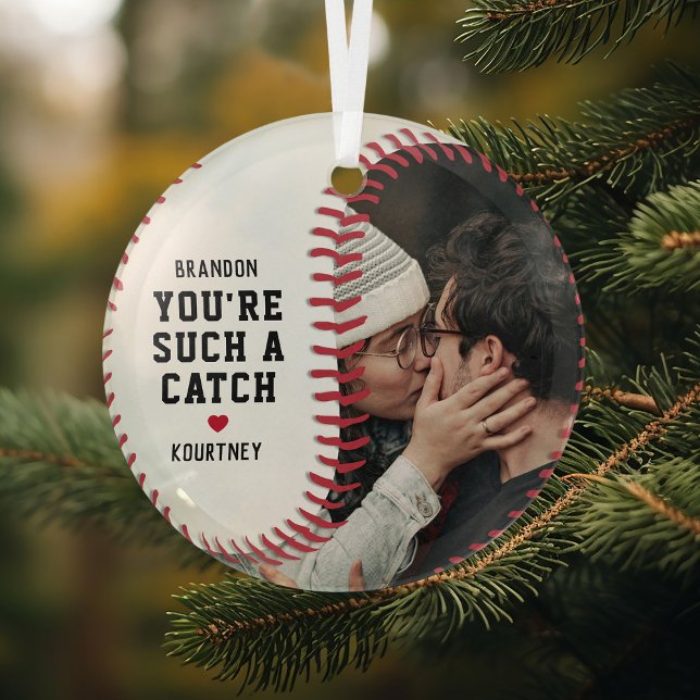 Baseball Fan Boyfriend Gift Christmas Glass Tree Decoration (Creator Uploaded)