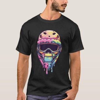Baseball Fan Boys Catcher Mask Ice Cream Dripping  T-Shirt