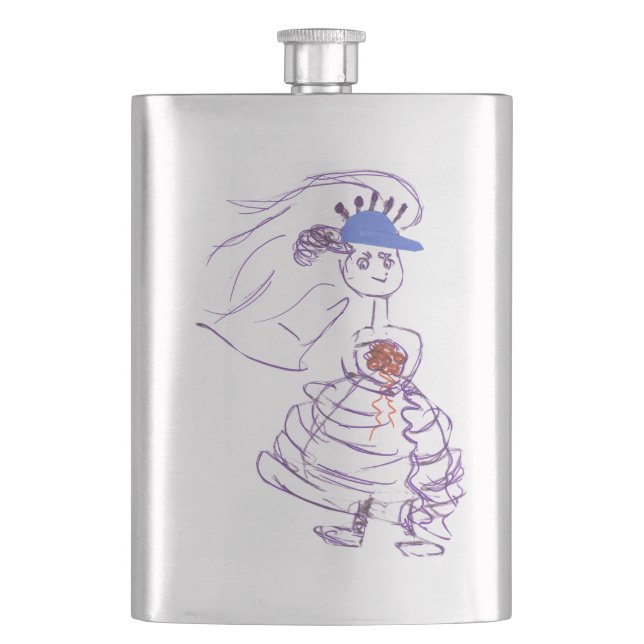 Baseball Fan Bride Hip Flask (Front)