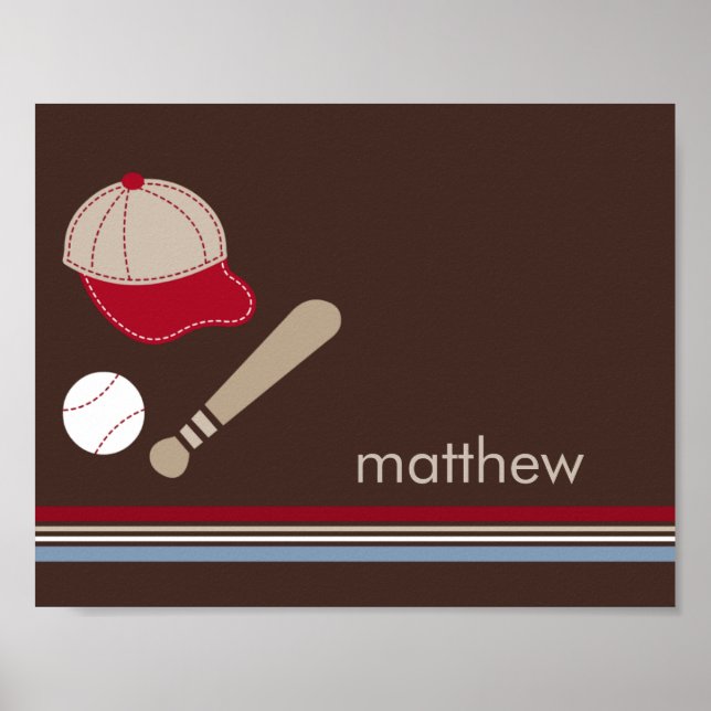 Baseball Fan Personalised Kid Wall Art (Front)