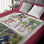 Baseball Fan Personalised Sports Photo Collage Sherpa Blanket<br><div class="desc">Show your grandchild how proud you are of their passion for baseball with this cute personalised sports fleece blanket. It features a unique photo collage of their favourite moments from the baseball diamond and their name and jersey number with the name of their team. It's the perfect way to encourage...</div>