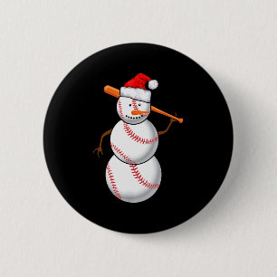 Baseball Fan Snowman Funny Christmas Gift  6 Cm Round Badge