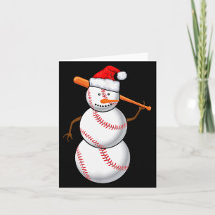 Baseball Fan Snowman Funny Christmas Gift  Card