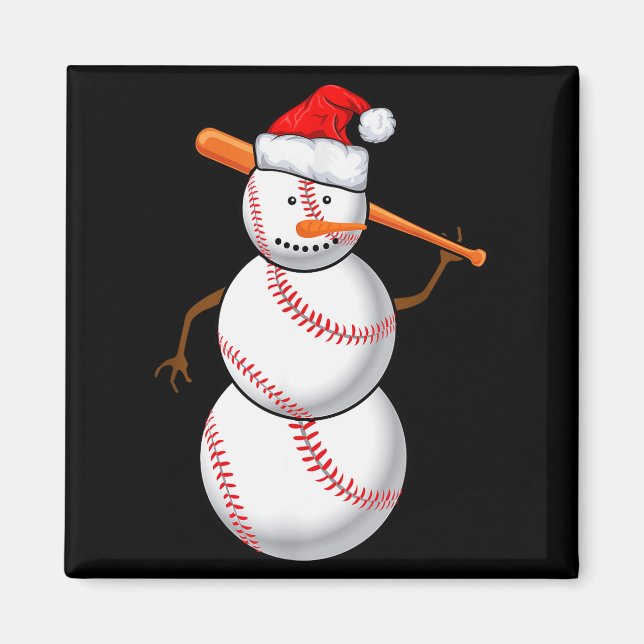 Baseball Fan Snowman Funny Christmas Gift  Magnet (Front)