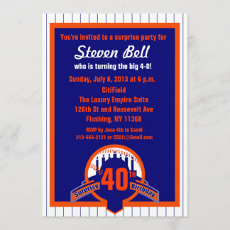 Baseball Fan Surprise Party Invitation