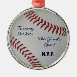 Baseball Fan-tastic_autograph-style medallion Metal Tree Decoration