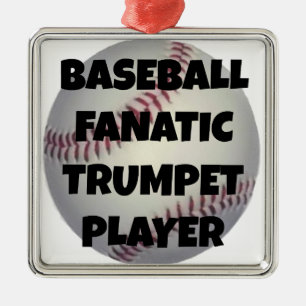 Baseball Fanatic Trumpet Player Metal Tree Decoration