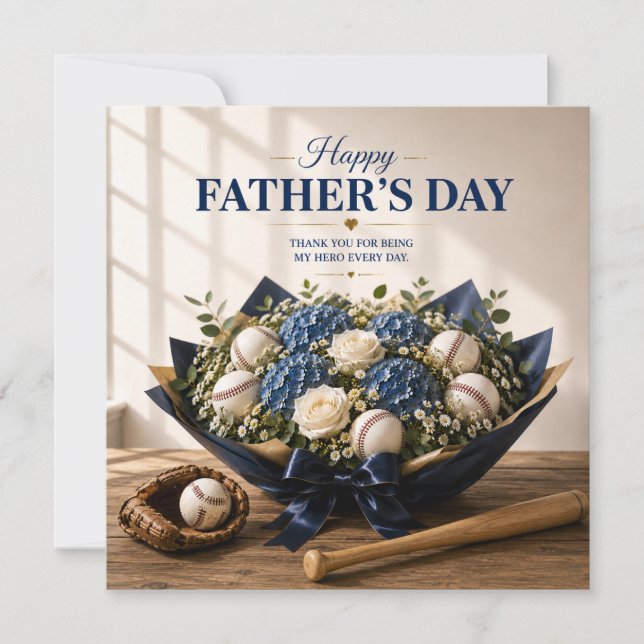 Baseball Father’s Day Card with Bat and Ball  (Front)