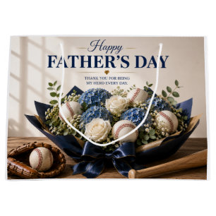 Baseball Father’s Day Card with Bat and Ball Large Gift Bag