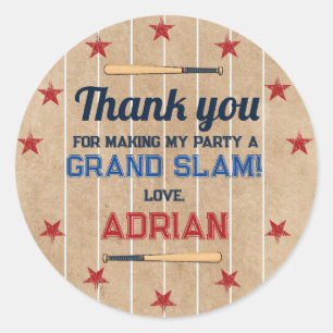 Baseball Favour thank you Birthday Classic Round Sticker