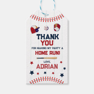 Baseball Favour thank you Birthday Gift Tags