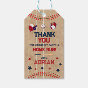 Baseball favour thank you Birthday Gift Tags