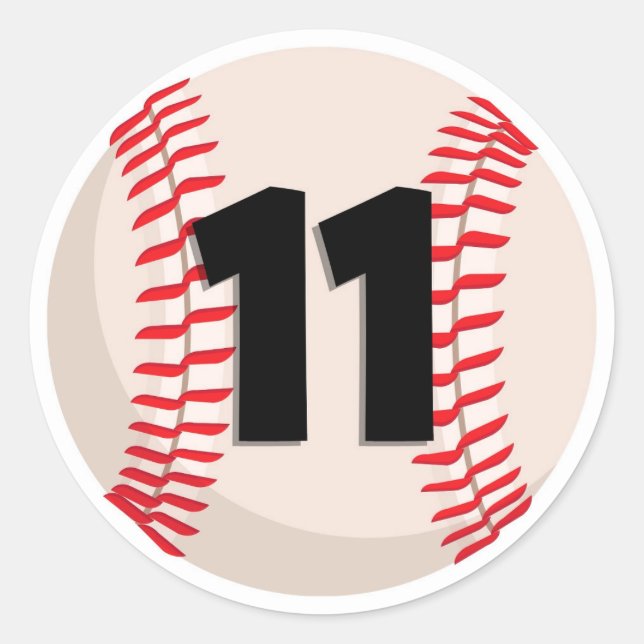 Baseball Favourite Number #11 Classic Round Sticker (Front)