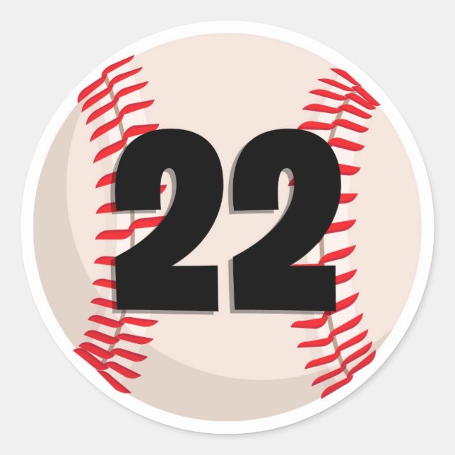 Baseball Favourite Number #22 Classic Round Sticker (Front)